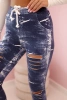 Legginsy damskie bawełniane z przetarciami jeansowe