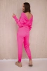 Komplet swetrowy dwuczęściowy różowy neon