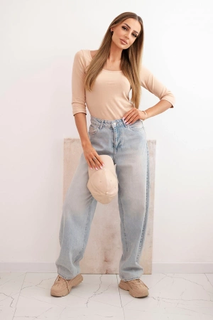 Bluzka okrągły dekolt cappuccino