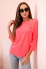 Bluzka damska z dekoltem w łódkę różowy neon