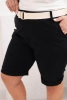 Spodenki damskie bawełniane Plus Size z paskiem czarne