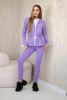 Komplet damski bawełniany z lampasem i ściągaczami fioletowy